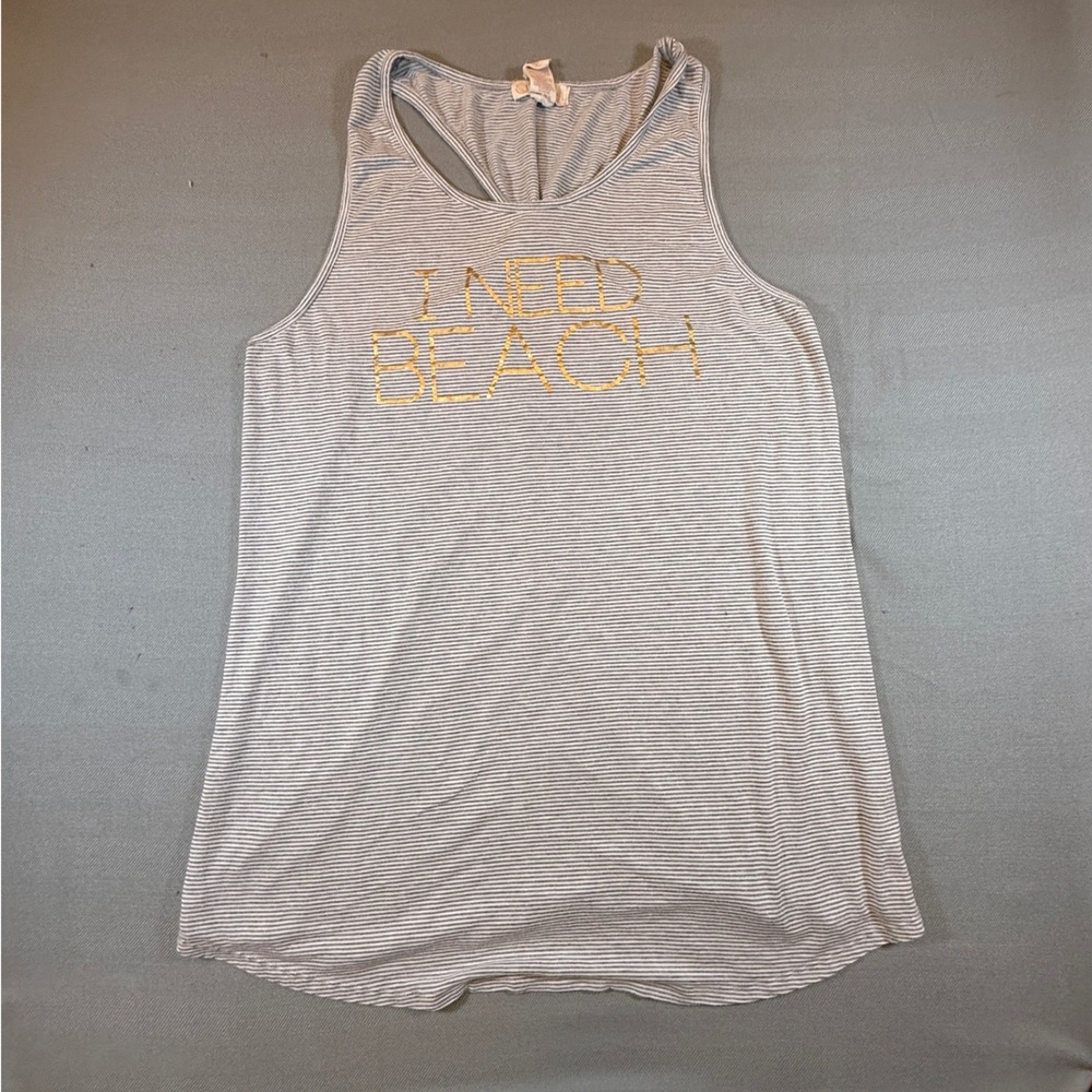 Op Ocean Pacific I Need Beach Striped Racerback Tank Top Grey XL OP537940 2330